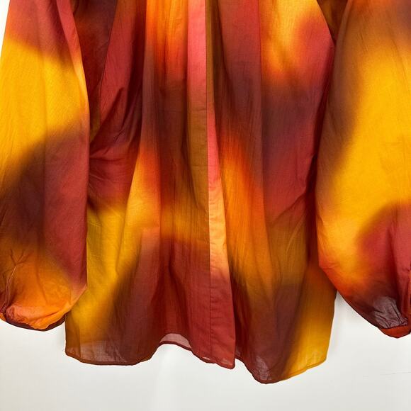 Zara Oversized Blouse Boho Resortwear Colorful Ombre Cotton Long Sleeve M NWT - Picture 11 of 13